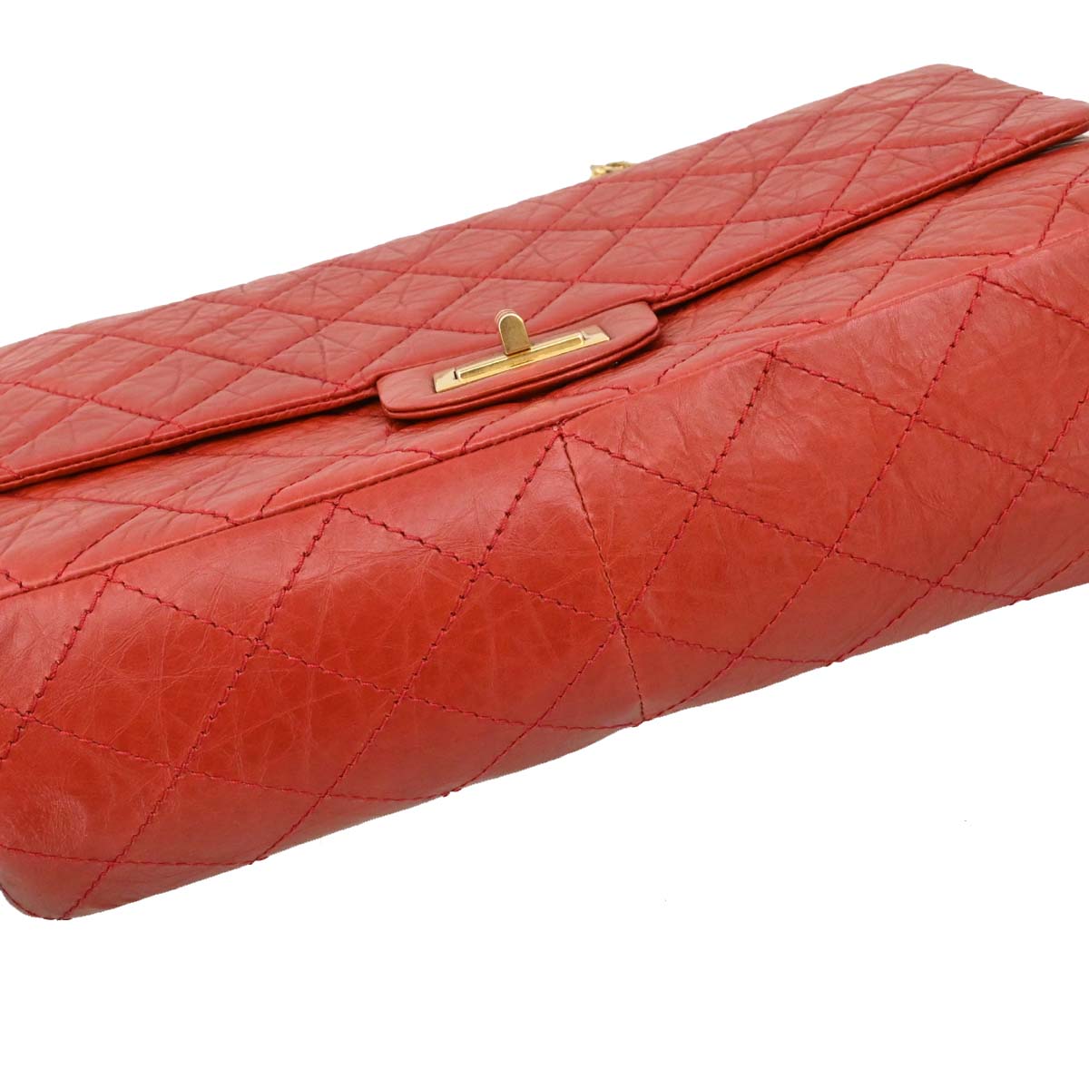Chanel 2010-2011 Red Calfskin 2.55 Jumbo Classic Double Flap Shoulder Bag