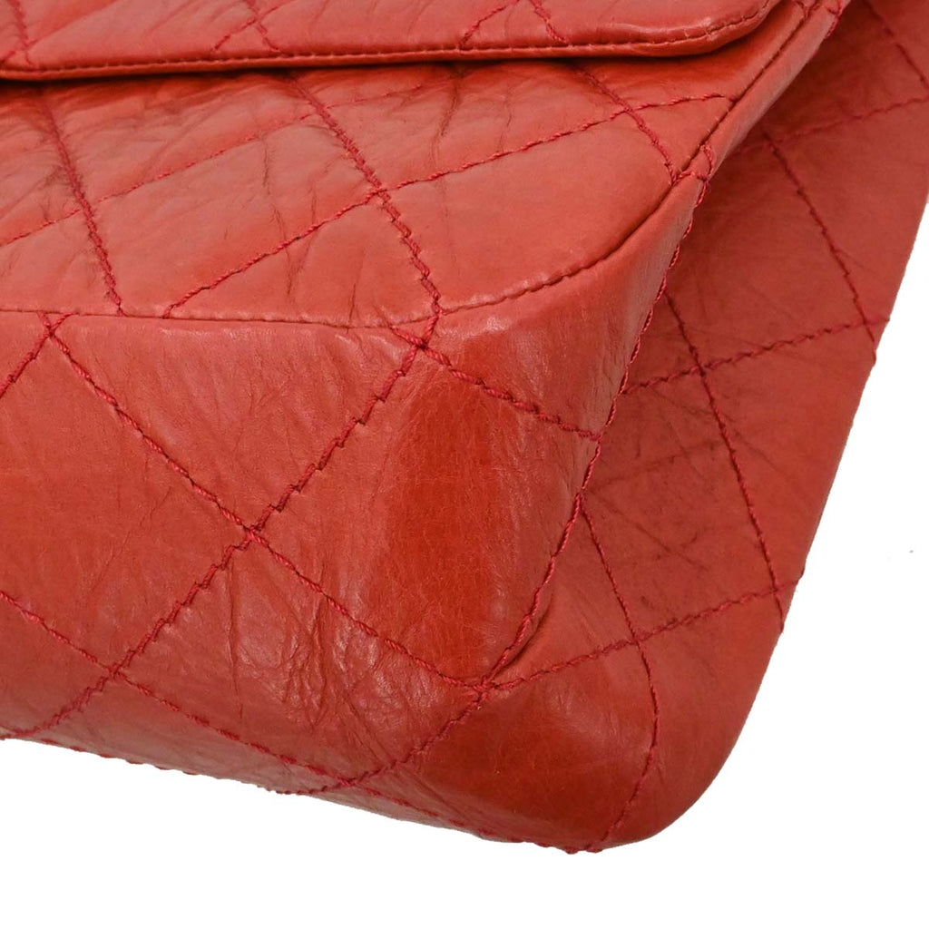 Chanel 2010-2011 Red Calfskin 2.55 Jumbo Classic Double Flap Shoulder Bag