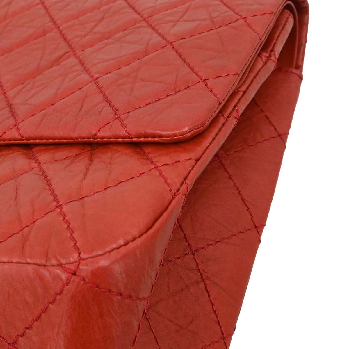 Chanel 2010-2011 Red Calfskin 2.55 Jumbo Classic Double Flap Shoulder Bag