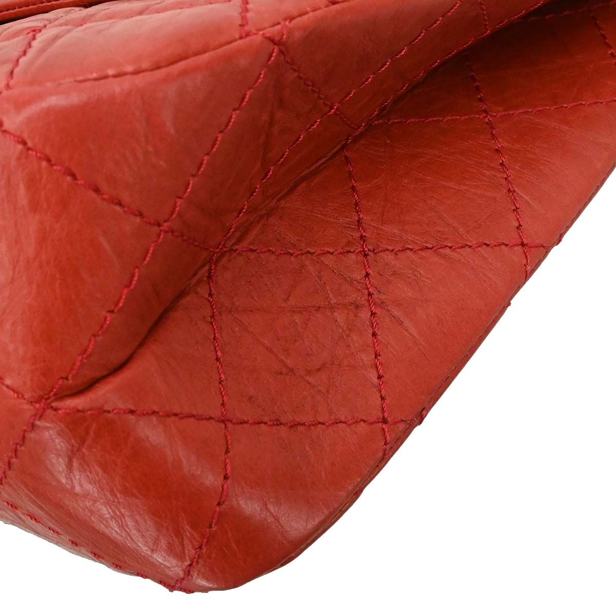 Chanel 2010-2011 Red Calfskin 2.55 Jumbo Classic Double Flap Shoulder Bag