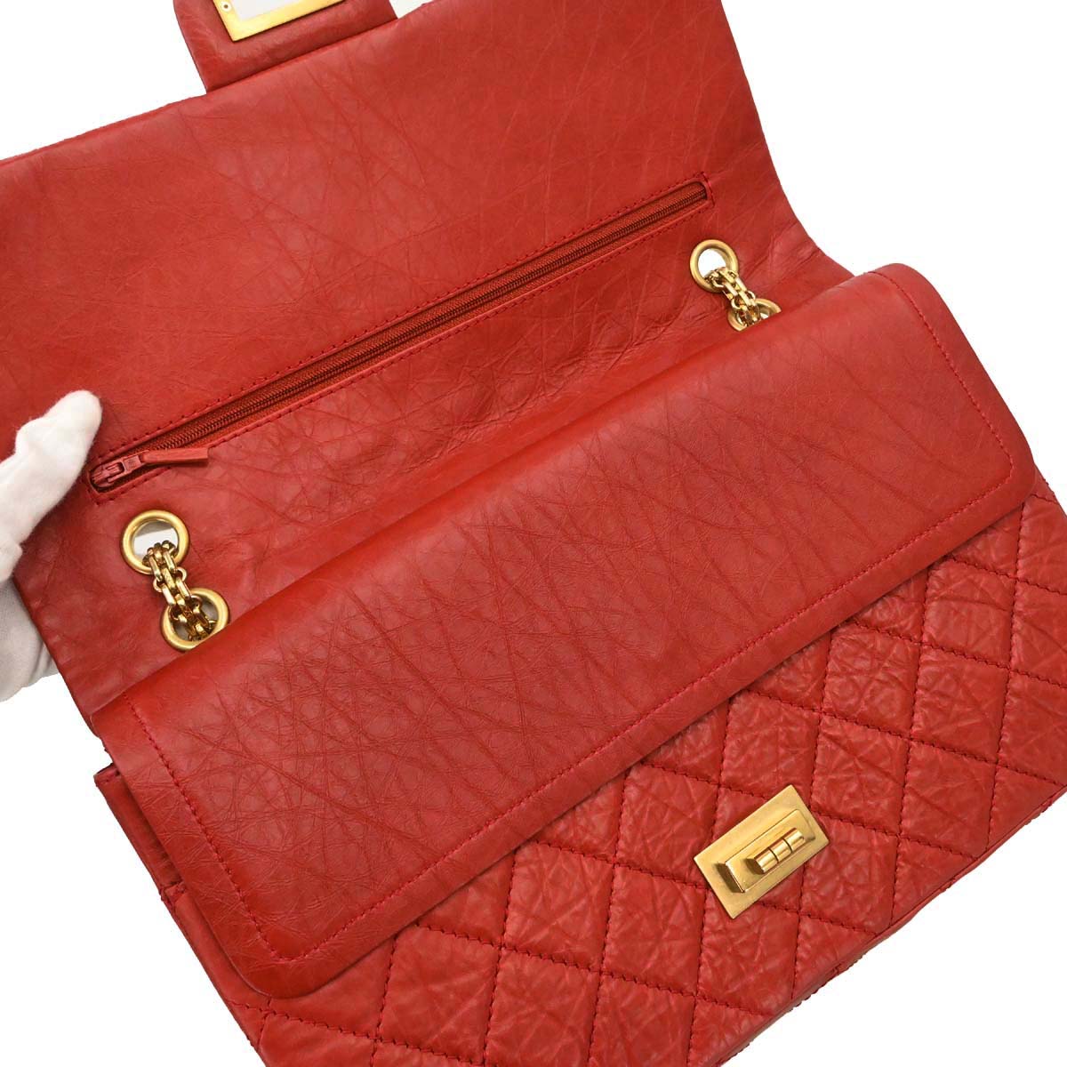 Chanel 2010-2011 Red Calfskin 2.55 Jumbo Classic Double Flap Shoulder Bag