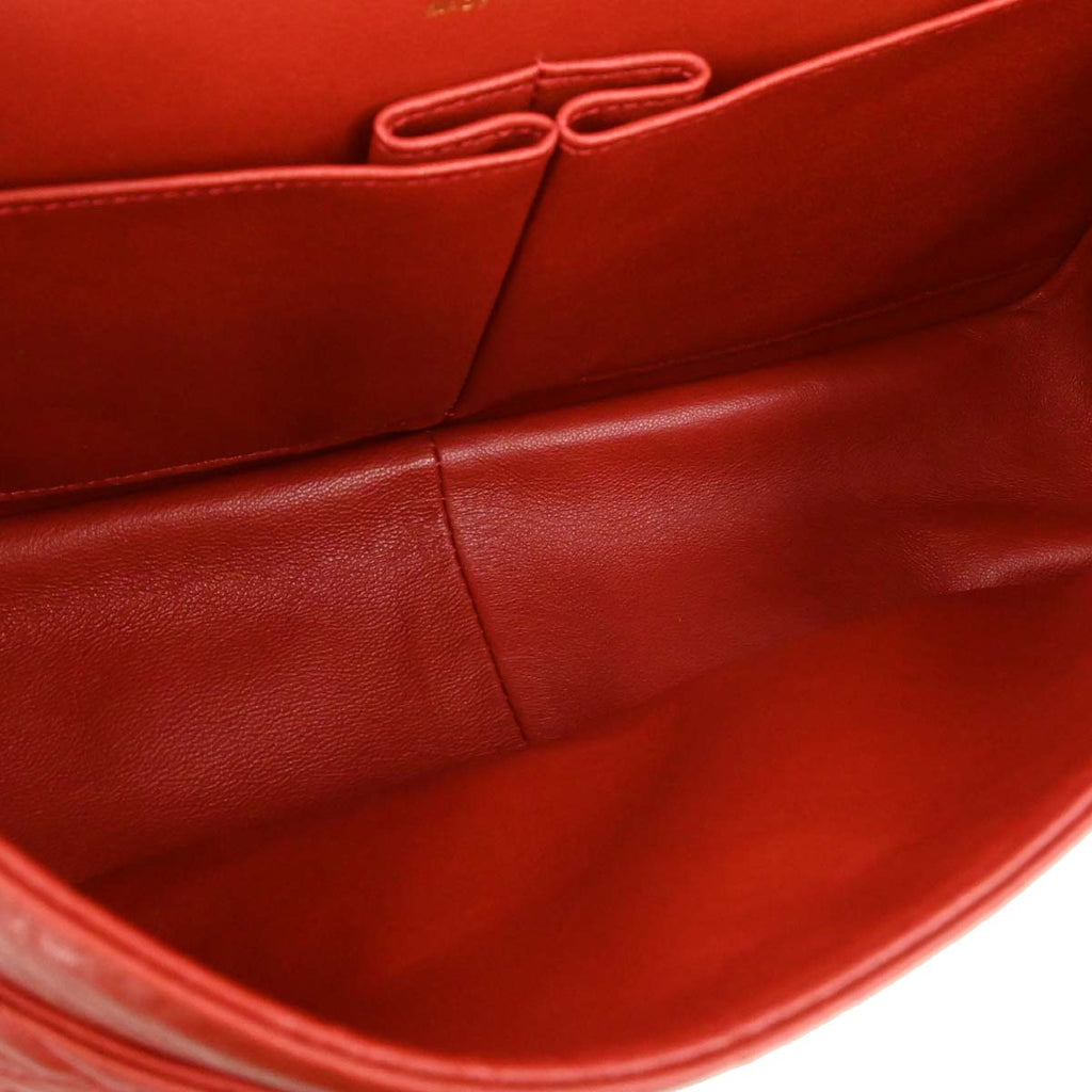 Chanel 2010-2011 Red Calfskin 2.55 Jumbo Classic Double Flap Shoulder Bag