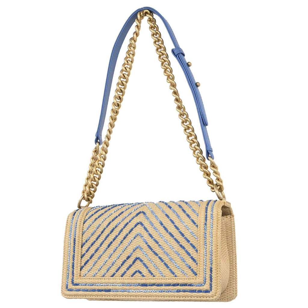 Boy Chanel 2019 Beige Mixed Fibers Medium Chain Shoulder Bag