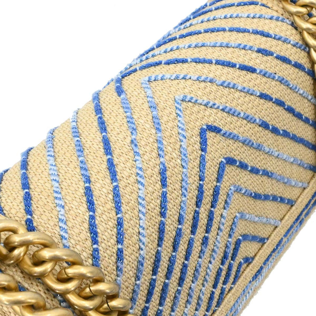 Boy Chanel 2019 Beige Mixed Fibers Medium Chain Shoulder Bag
