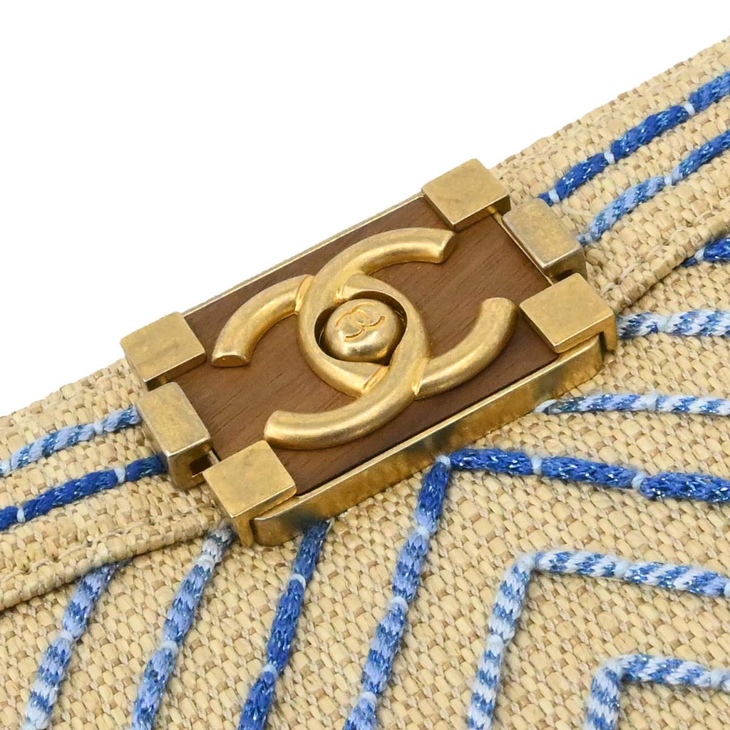 Boy Chanel 2019 Beige Mixed Fibers Medium Chain Shoulder Bag