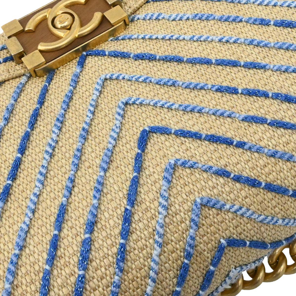 Boy Chanel 2019 Beige Mixed Fibers Medium Chain Shoulder Bag