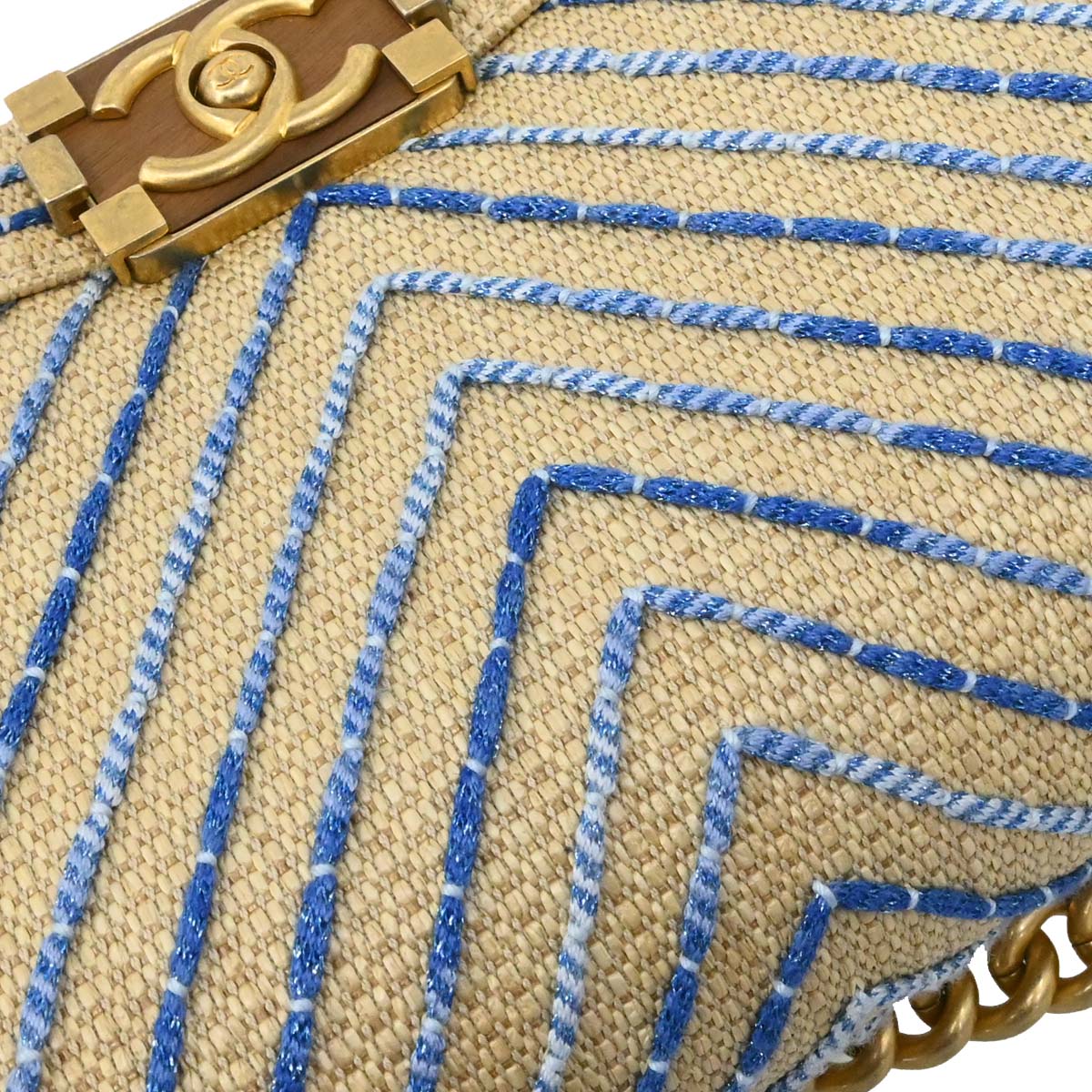 Boy Chanel 2019 Beige Mixed Fibers Medium Chain Shoulder Bag