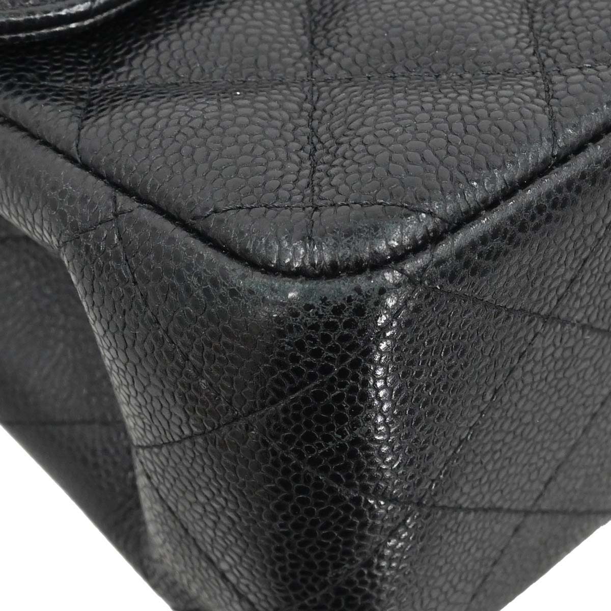 Chanel 2017 Black Caviar Jumbo Classic Double Flap Shoulder Bag