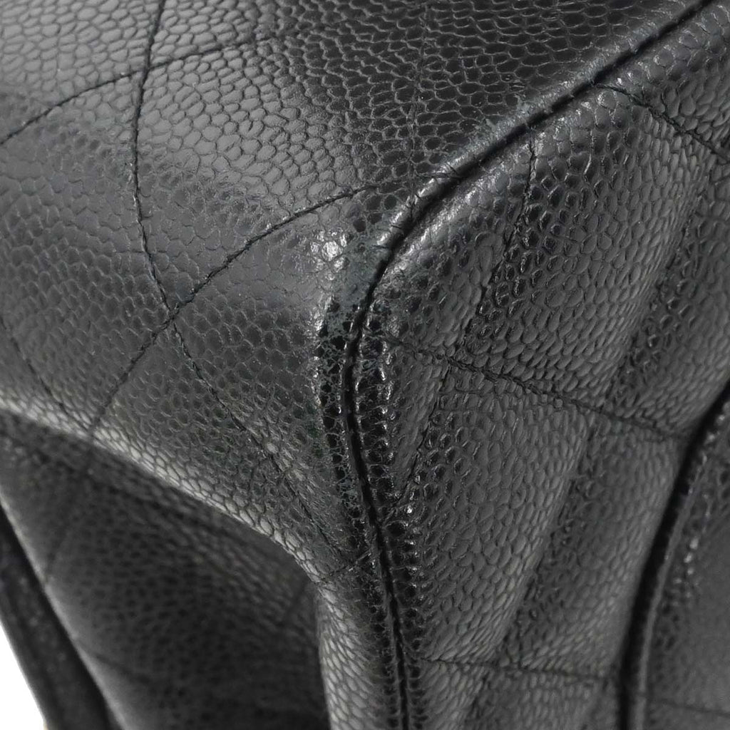 Chanel 2017 Black Caviar Jumbo Classic Double Flap Shoulder Bag