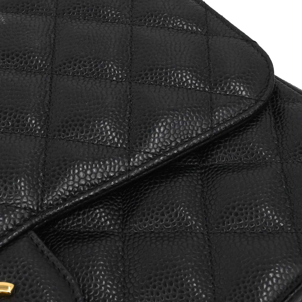 Chanel 2017 Black Caviar Jumbo Classic Double Flap Shoulder Bag