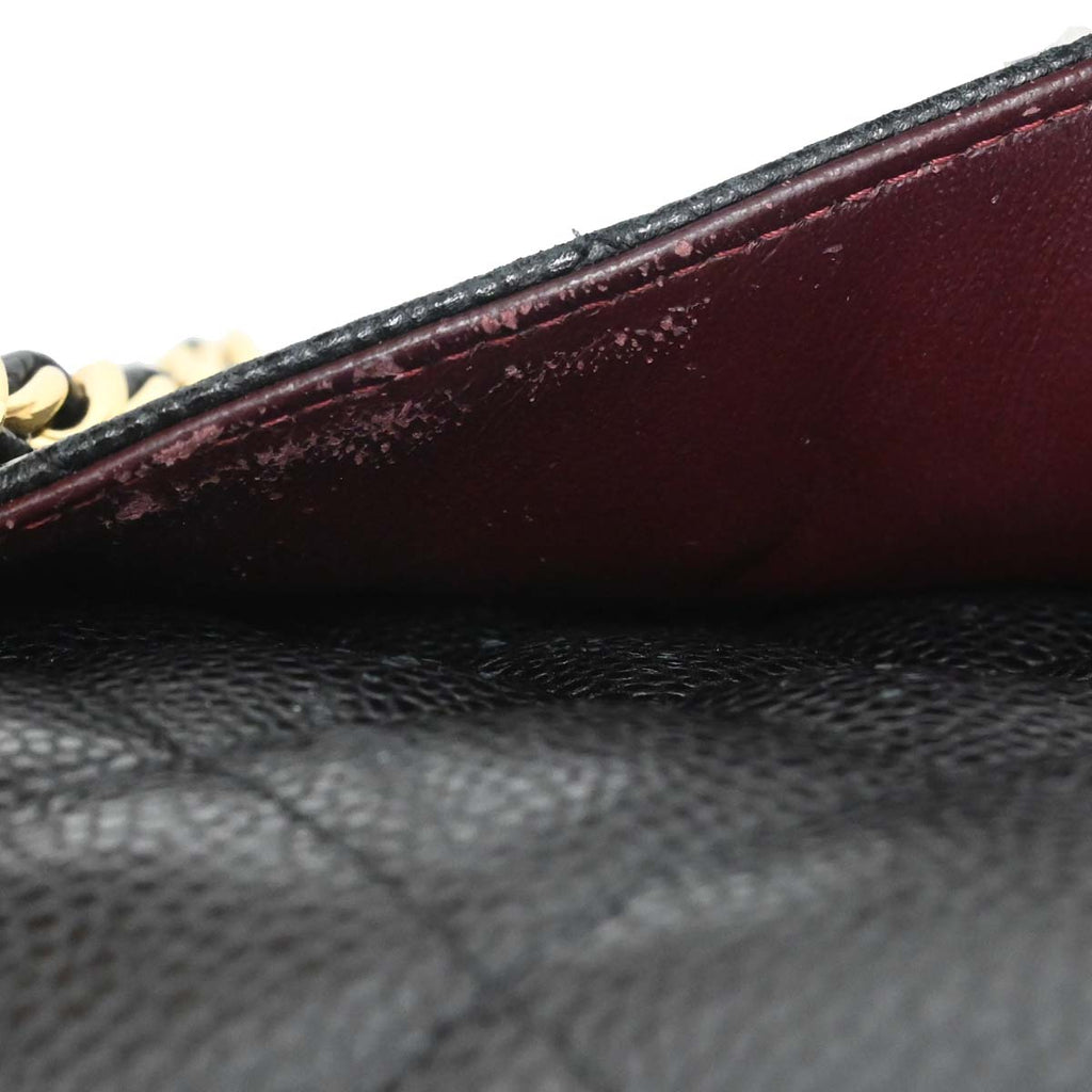 Chanel 2017 Black Caviar Jumbo Classic Double Flap Shoulder Bag