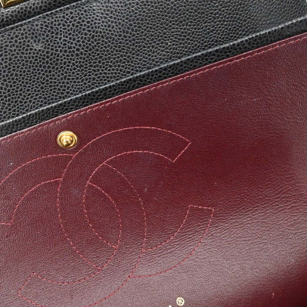 Chanel 2017 Black Caviar Jumbo Classic Double Flap Shoulder Bag