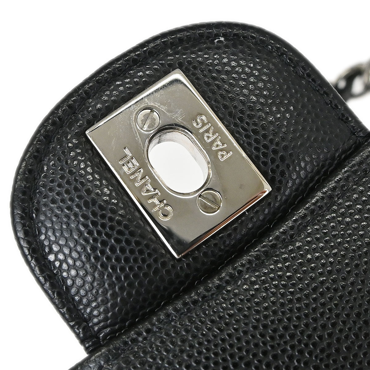 Chanel 2016-2017 Black Caviar Skin Chevron Medium Classic Double Flap Shoulder Bag