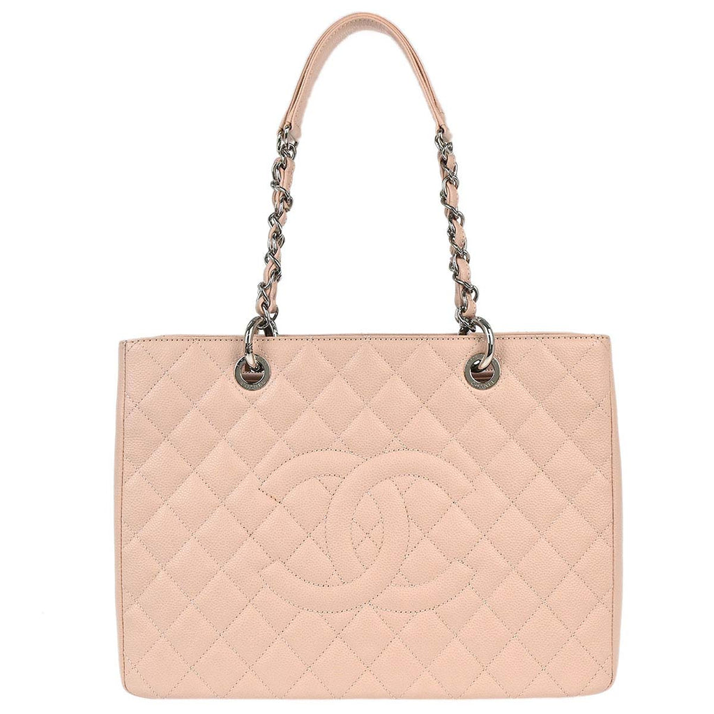 Chanel 2015-2016 Light Pink Caviar Grand Shopping Tote GST Chain Handbag
