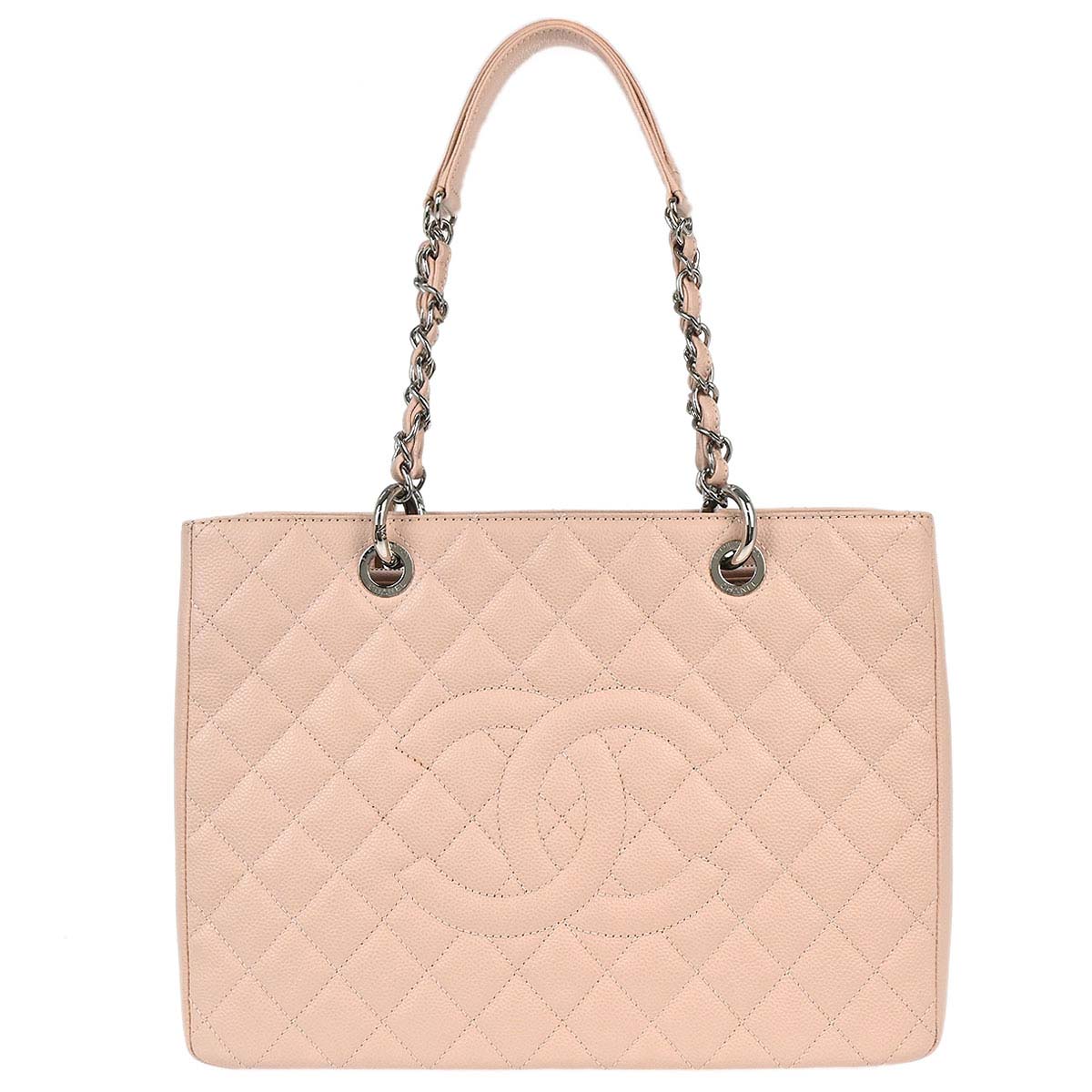 Chanel 2015-2016 Light Pink Caviar Grand Shopping Tote GST Chain Handbag