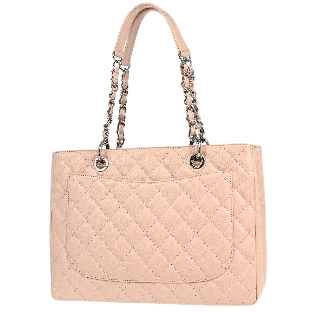 Chanel 2015-2016 Light Pink Caviar Grand Shopping Tote GST Chain Handbag