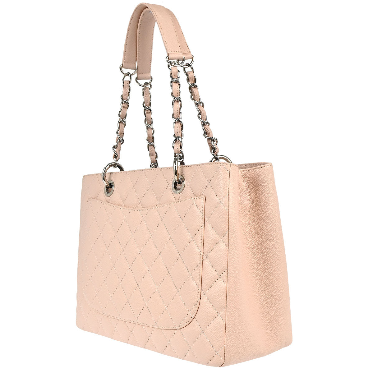 Chanel 2015-2016 Light Pink Caviar Grand Shopping Tote GST Chain Handbag