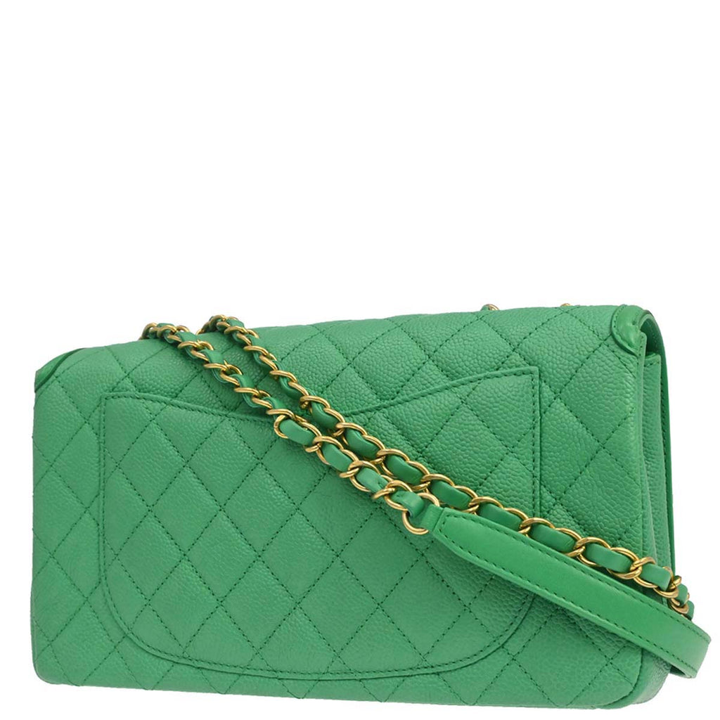 Chanel 2017 Green Caviar Filigree Flap Bag Shoulder Bag