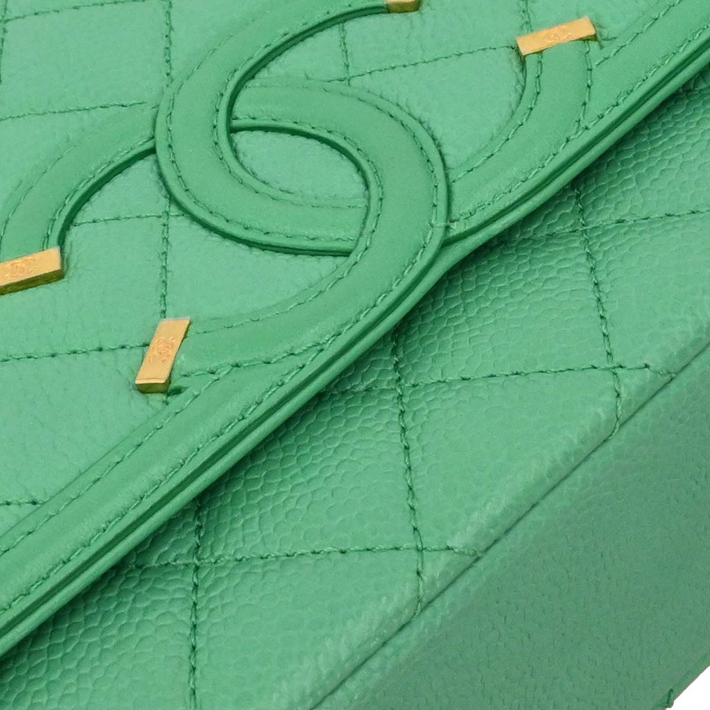 Chanel 2017 Green Caviar Filigree Flap Bag Shoulder Bag