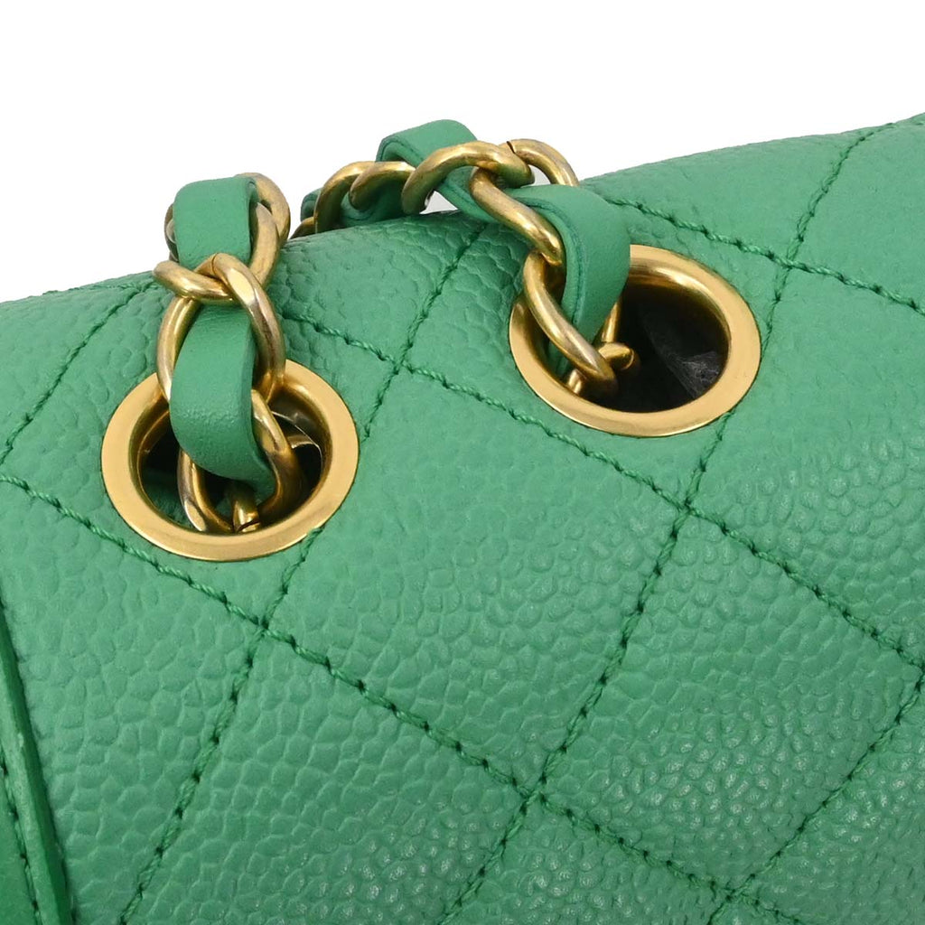 Chanel 2017 Green Caviar Filigree Flap Bag Shoulder Bag