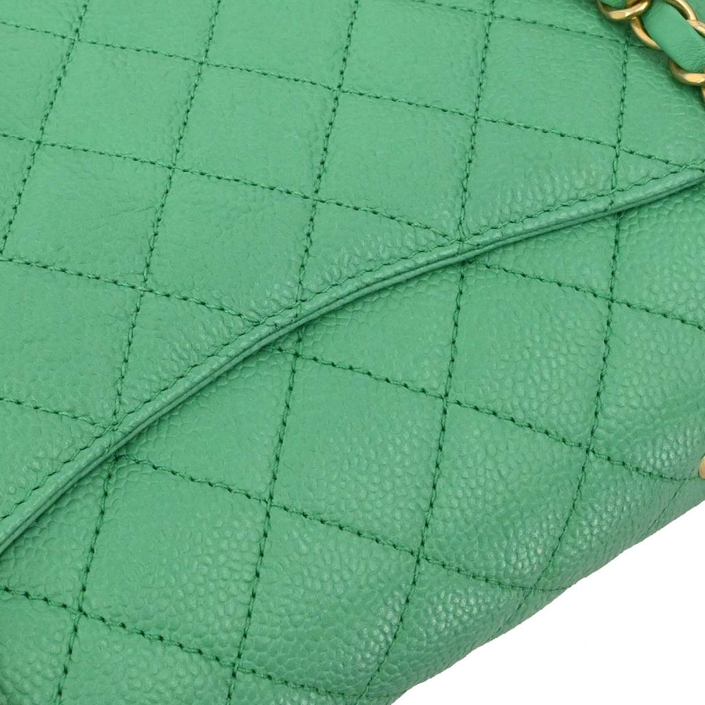 Chanel 2017 Green Caviar Filigree Flap Bag Shoulder Bag