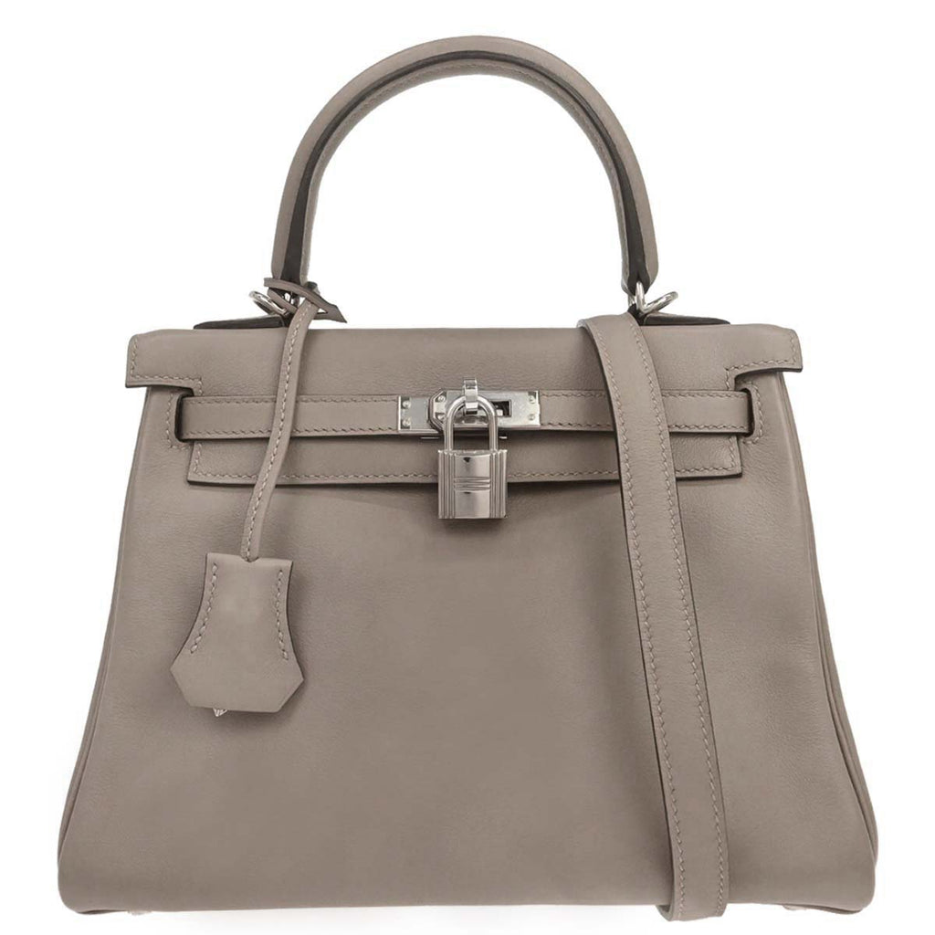 Hermes Gris Tourterelle Swift Kelly 25 Retourne 2way Shoulder Handbag