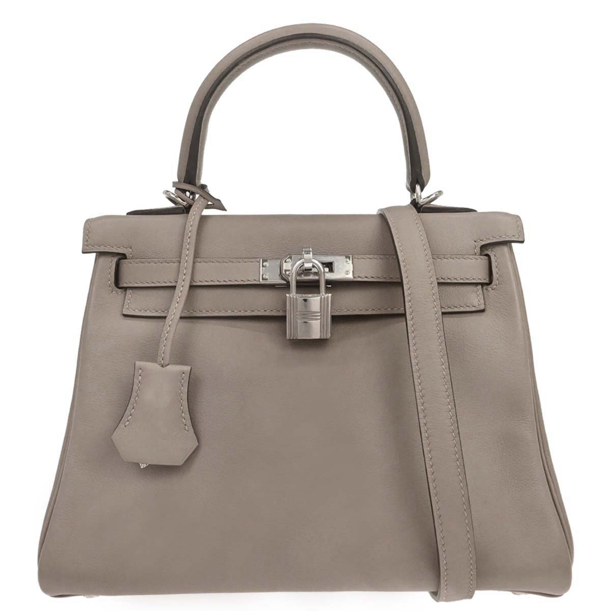 Hermes Gris Tourterelle Swift Kelly 25 Retourne 2way Shoulder Handbag