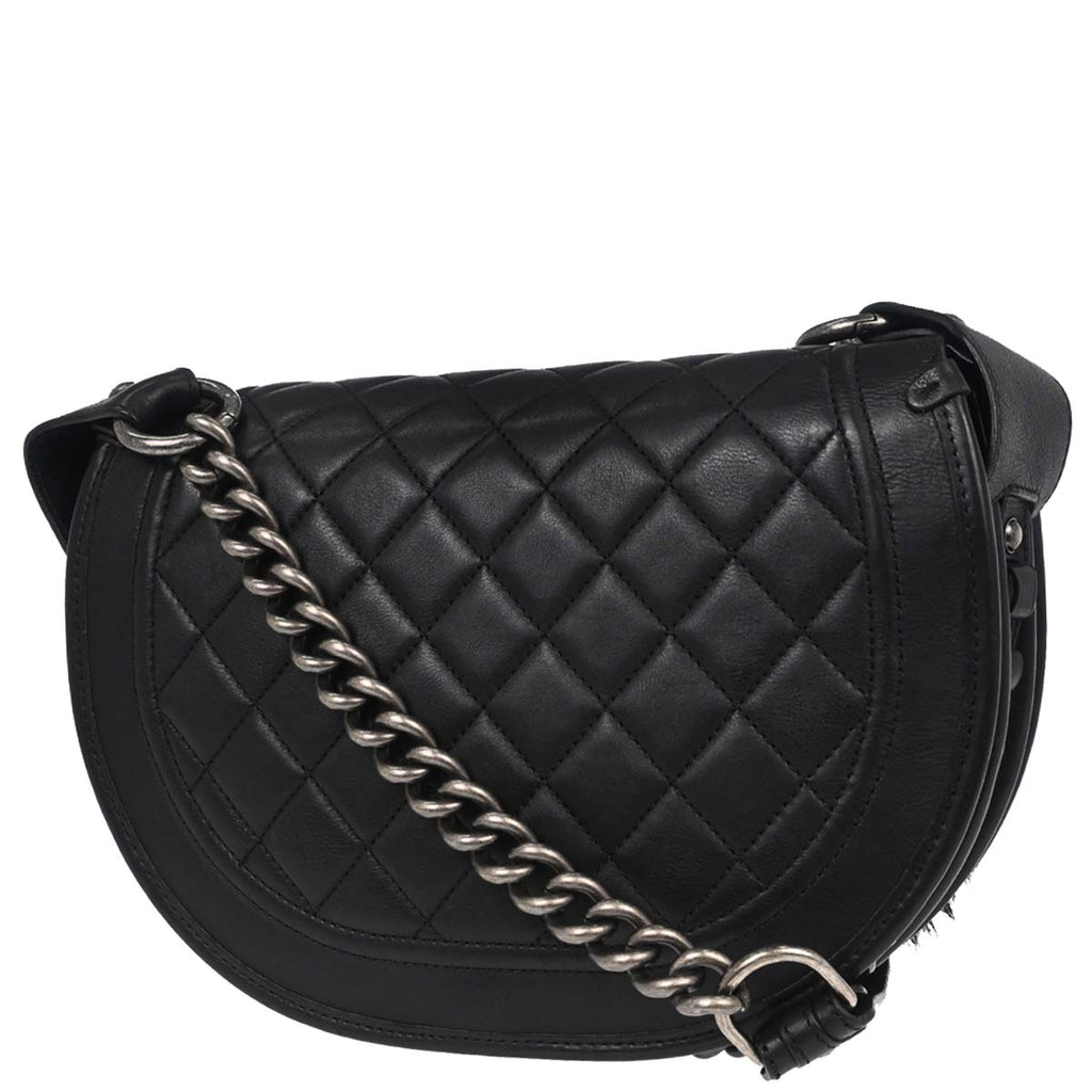 Chanel 2014 Brown Calfskin Pony Hair Paris-Dallas Saddle Shoulder Bag