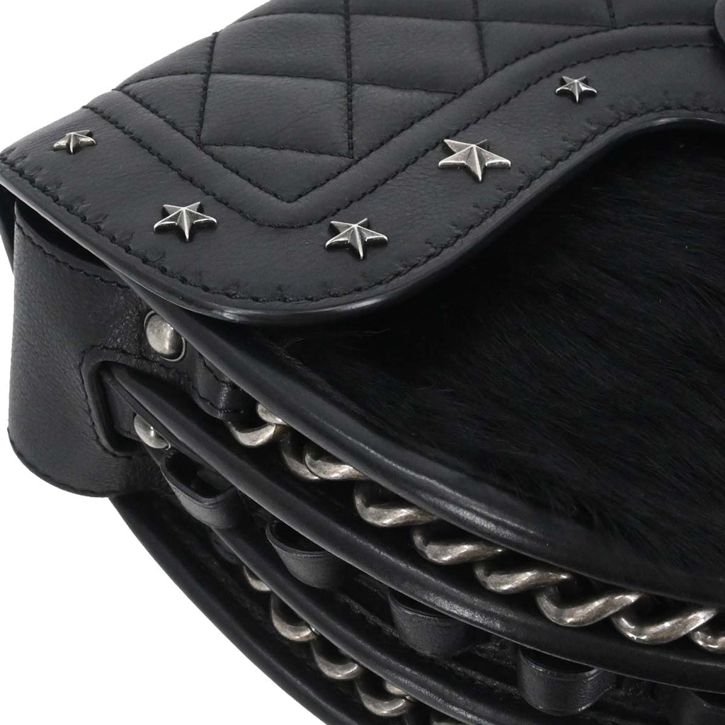 Chanel 2014 Brown Calfskin Pony Hair Paris-Dallas Saddle Shoulder Bag