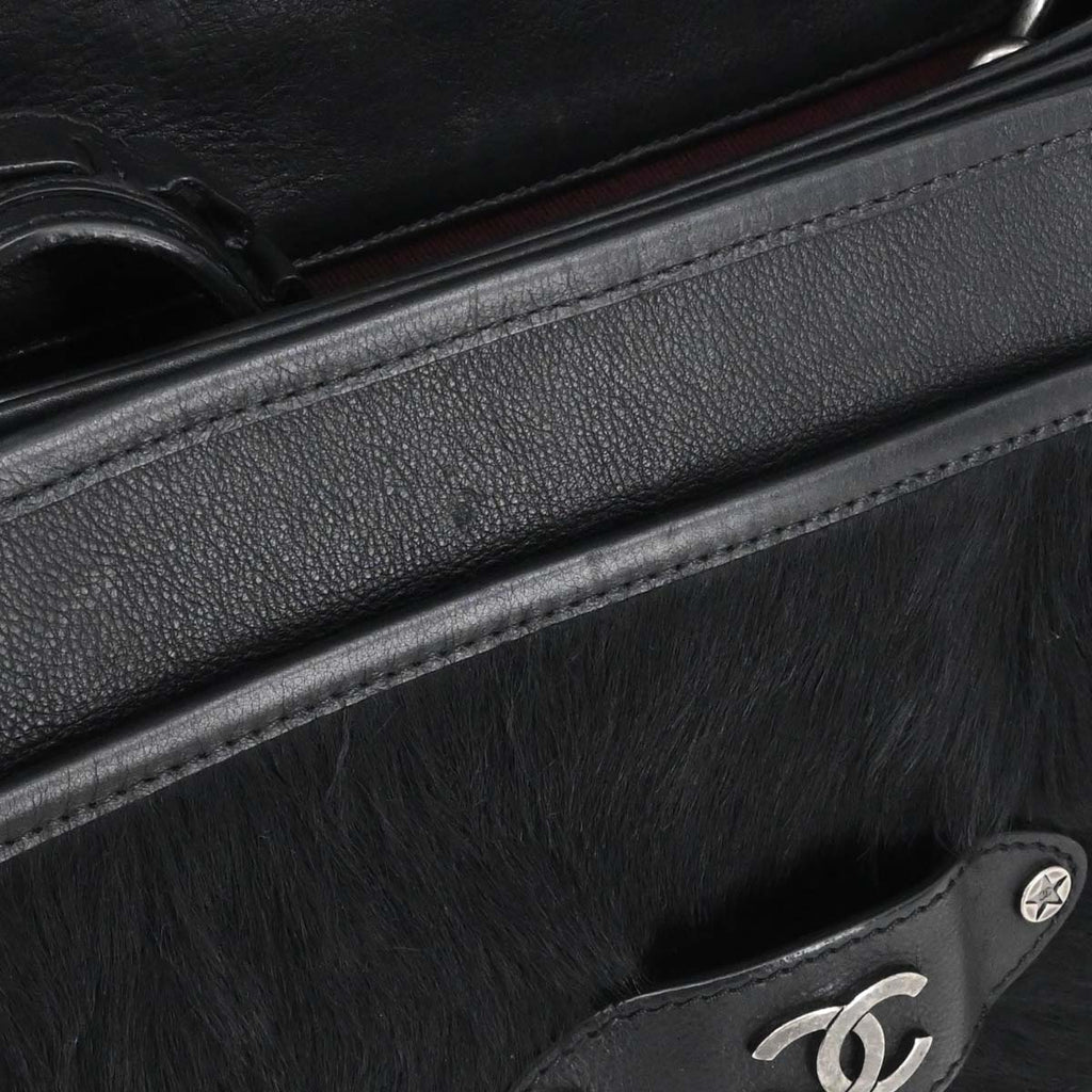 Chanel 2014 Brown Calfskin Pony Hair Paris-Dallas Saddle Shoulder Bag