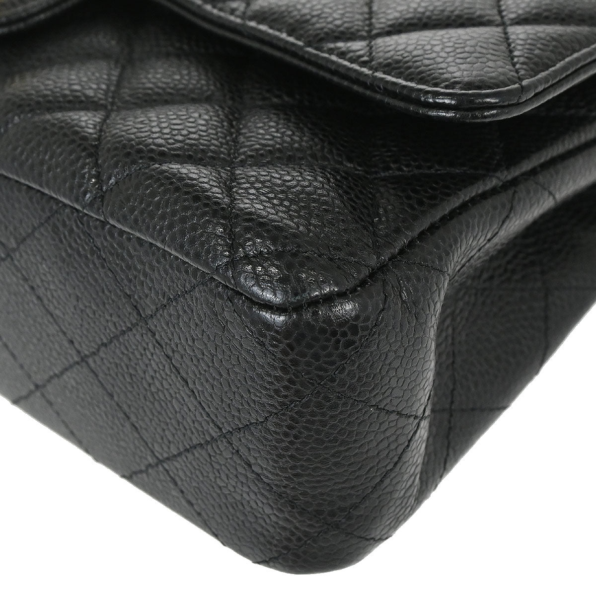 Chanel 2018-2019 Black Caviar Skin Medium Classic Double Flap Shoulder Bag