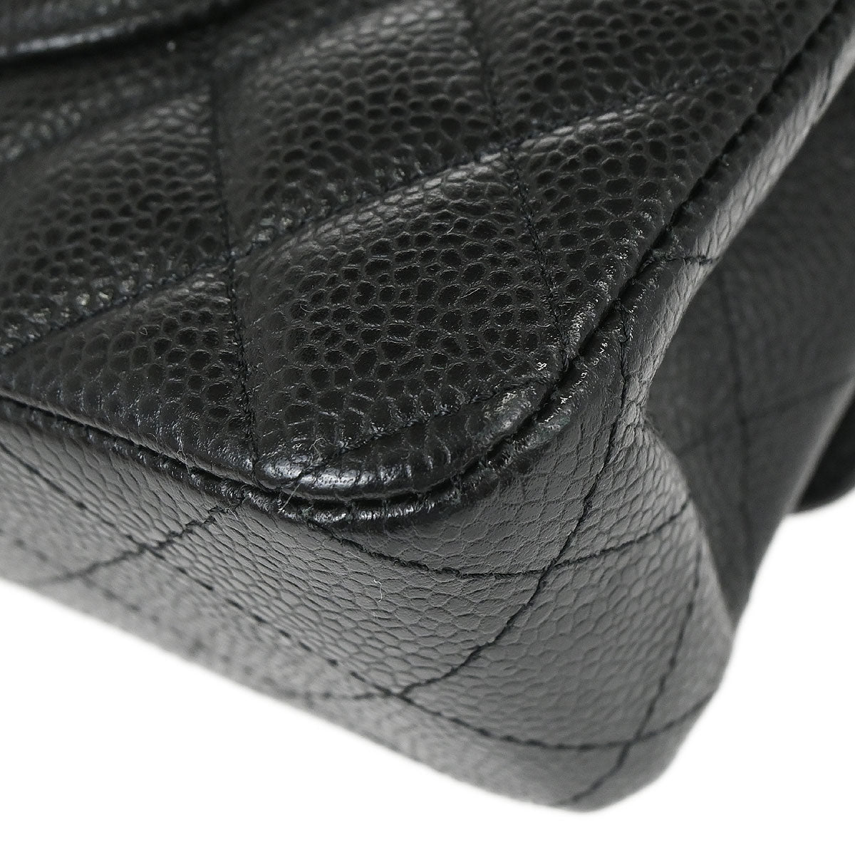 Chanel 2018-2019 Black Caviar Skin Medium Classic Double Flap Shoulder Bag