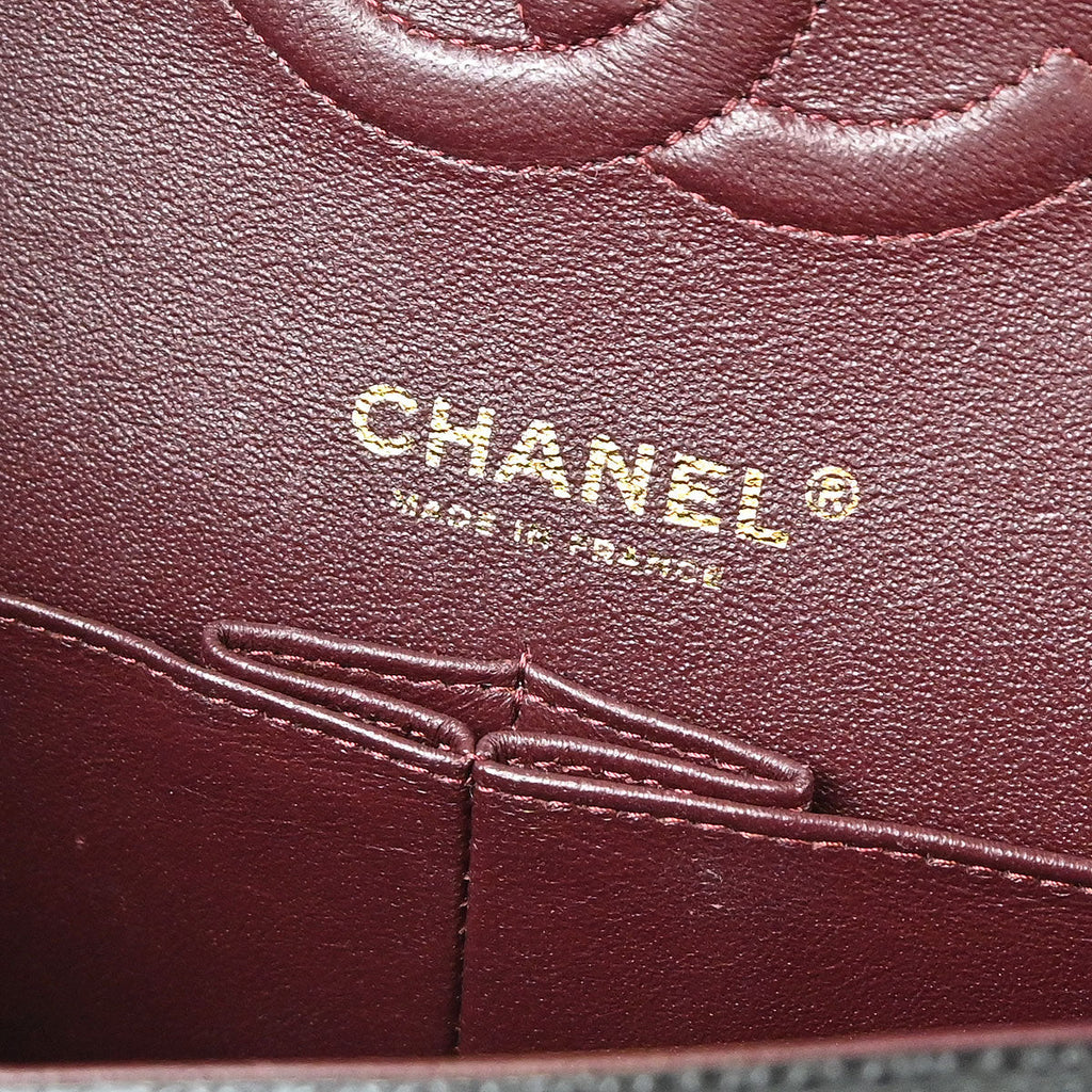 Chanel 2018-2019 Black Caviar Skin Medium Classic Double Flap Shoulder Bag