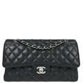 Chanel 2019 Black Caviar Skin Medium Classic Double Flap Shoulder Bag