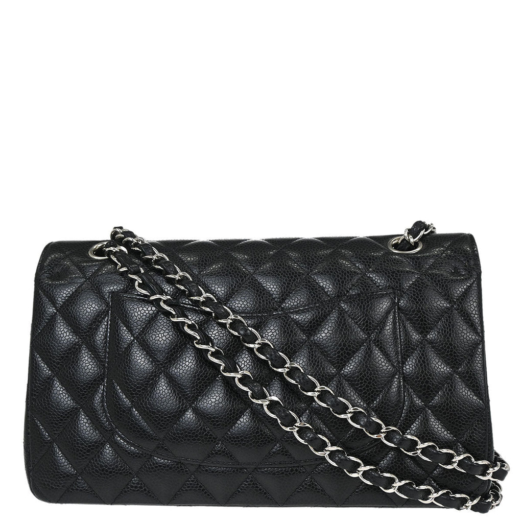 Chanel 2019 Black Caviar Skin Medium Classic Double Flap Shoulder Bag