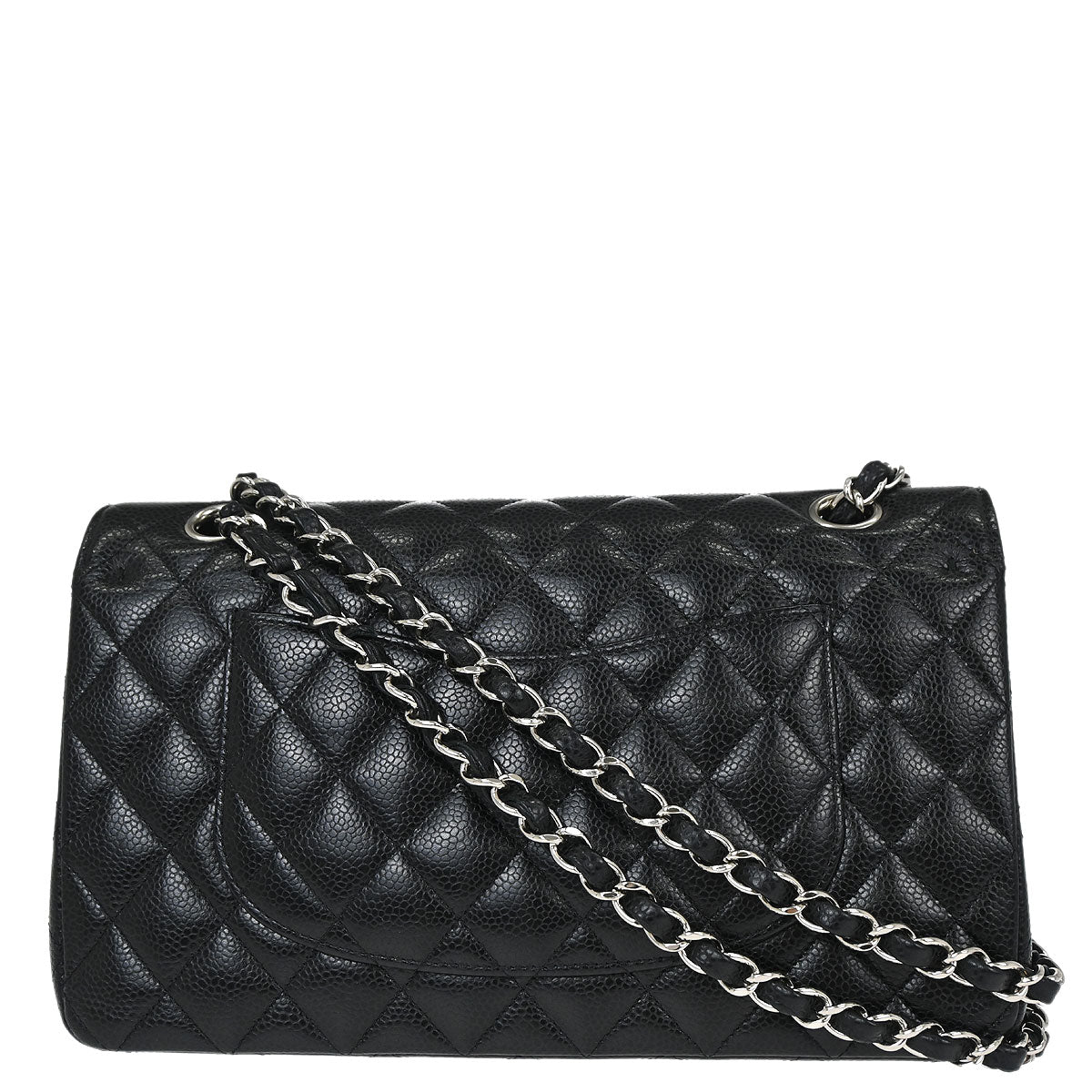 Chanel 2019 Black Caviar Skin Medium Classic Double Flap Shoulder Bag