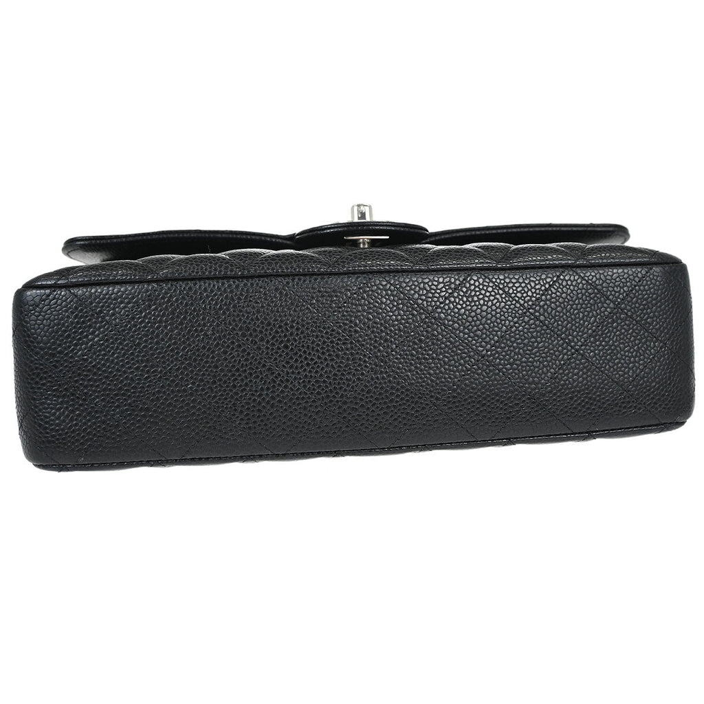Chanel 2019 Black Caviar Skin Medium Classic Double Flap Shoulder Bag
