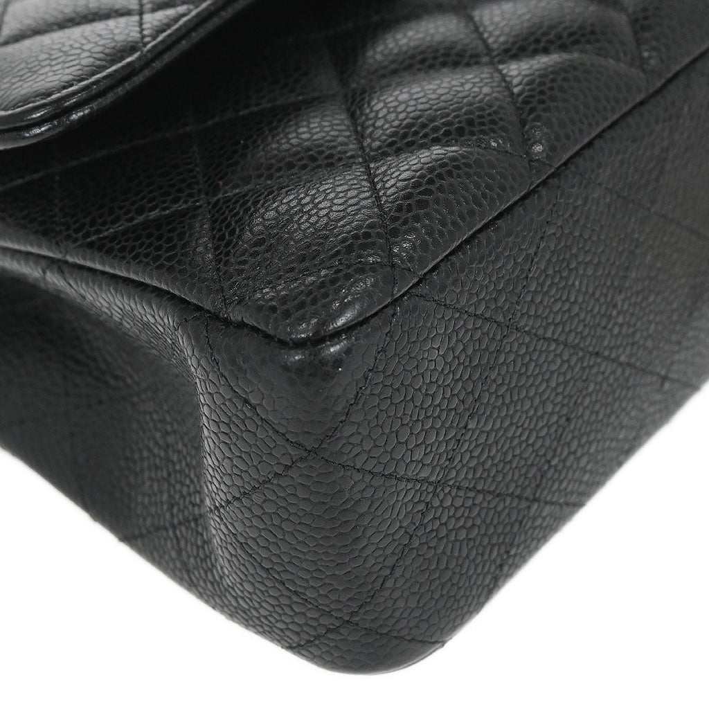 Chanel 2019 Black Caviar Skin Medium Classic Double Flap Shoulder Bag