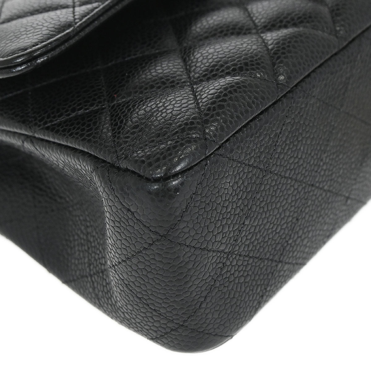 Chanel 2019 Black Caviar Skin Medium Classic Double Flap Shoulder Bag