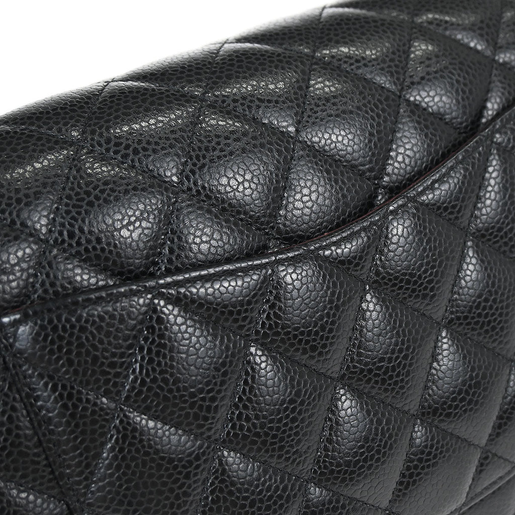 Chanel 2019 Black Caviar Skin Medium Classic Double Flap Shoulder Bag
