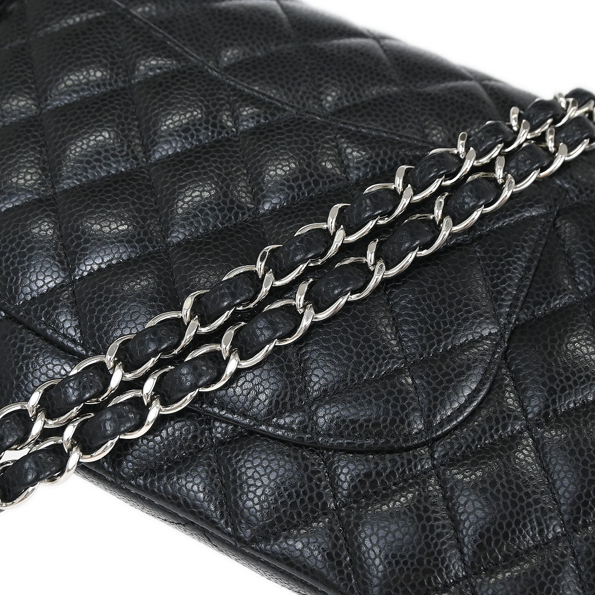 Chanel 2019 Black Caviar Skin Medium Classic Double Flap Shoulder Bag