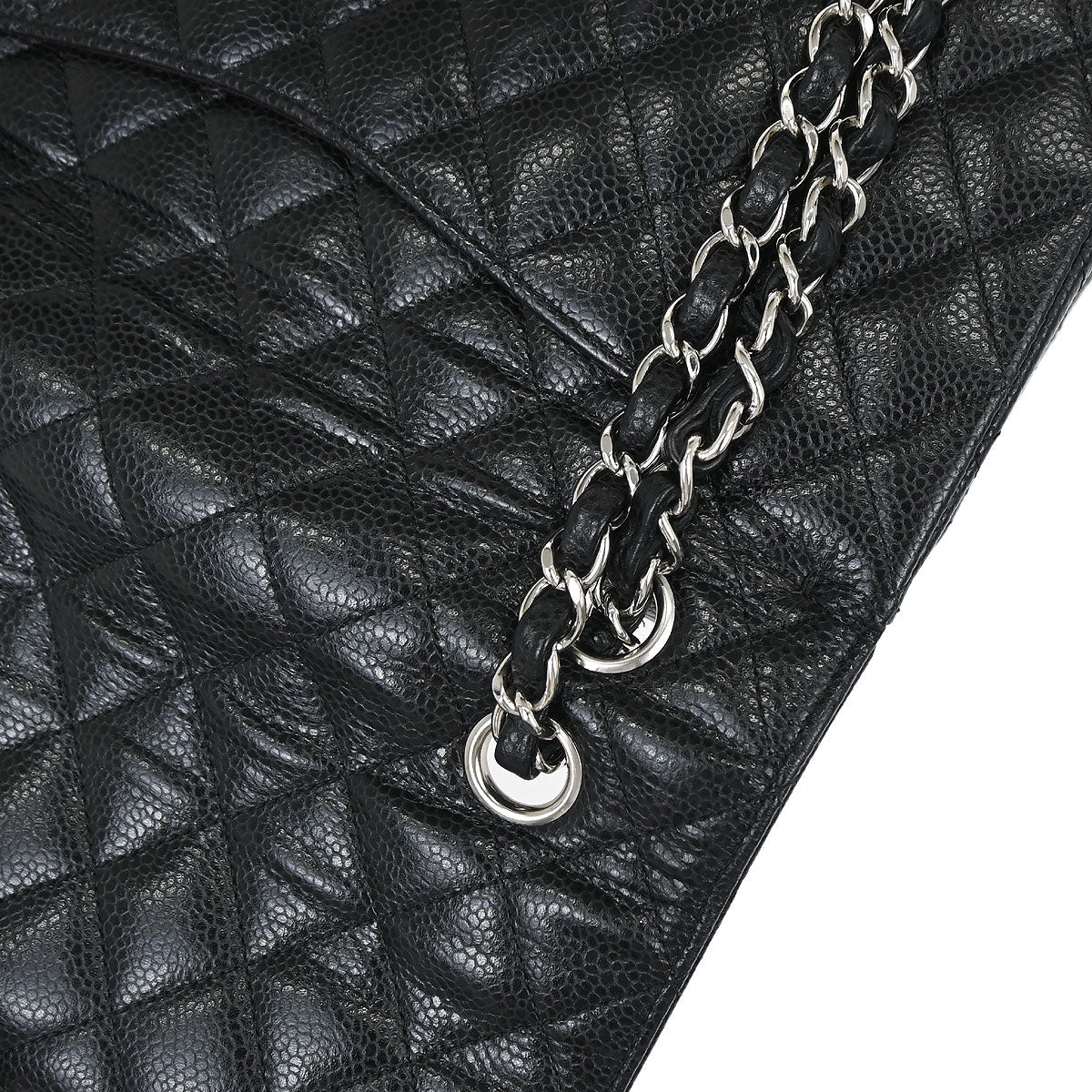 Chanel 2019 Black Caviar Skin Medium Classic Double Flap Shoulder Bag