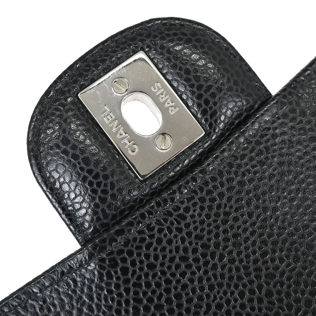 Chanel 2019 Black Caviar Skin Medium Classic Double Flap Shoulder Bag