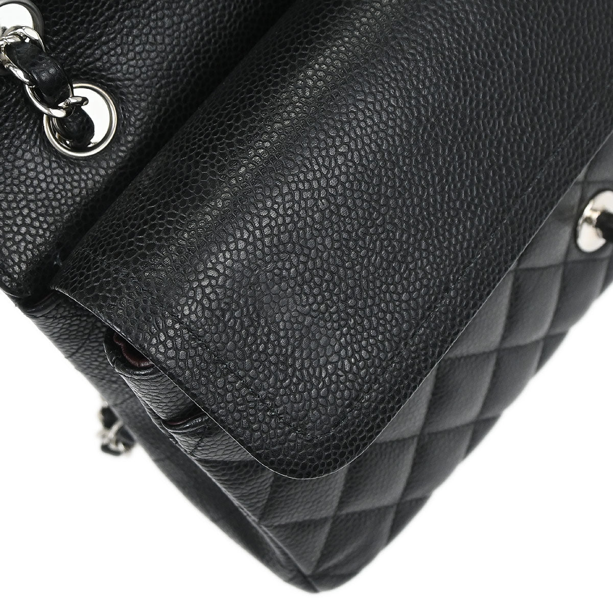 Chanel 2019 Black Caviar Skin Medium Classic Double Flap Shoulder Bag