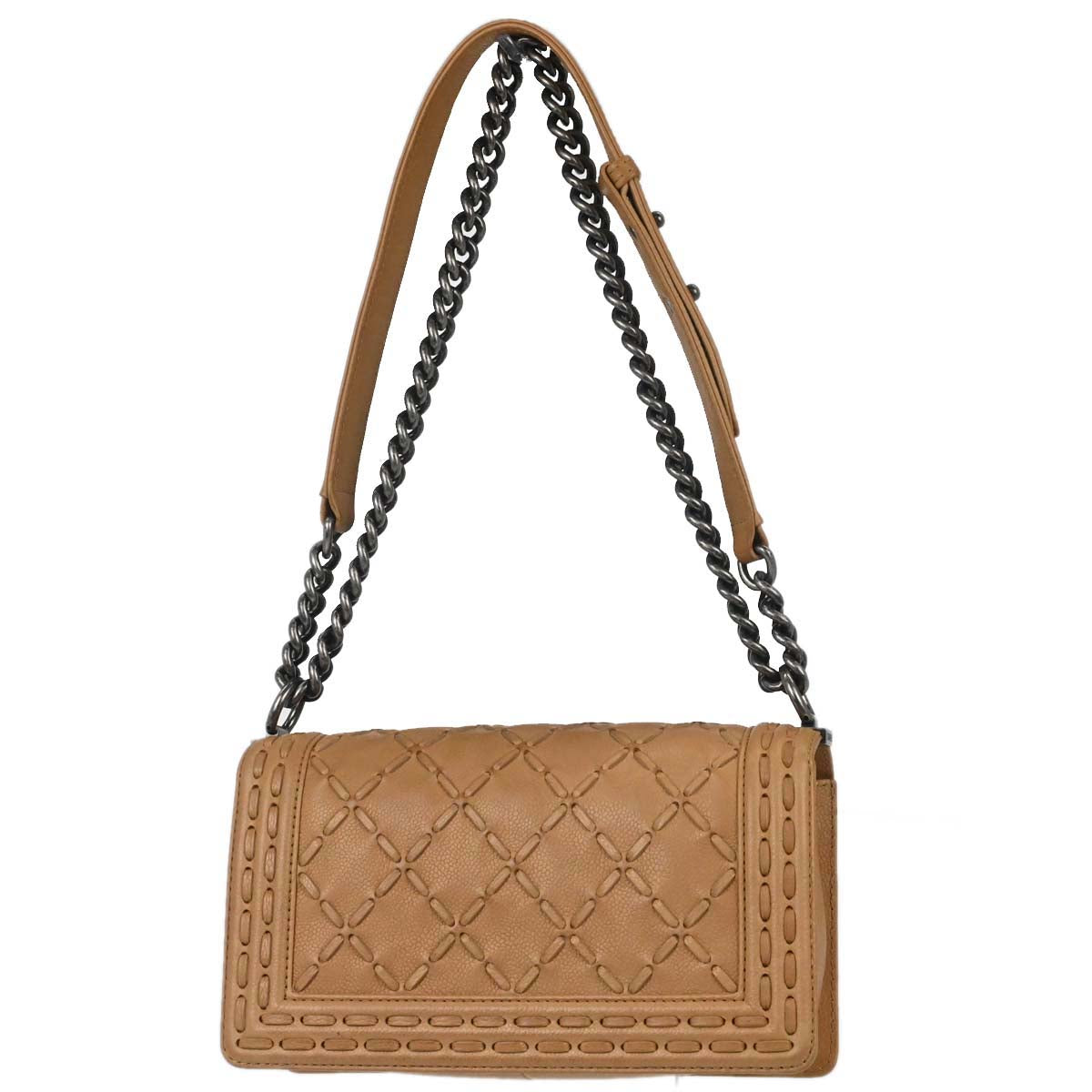 Boy Chanel 2014 Beige Caviar Medium Chain Shoulder Bag
