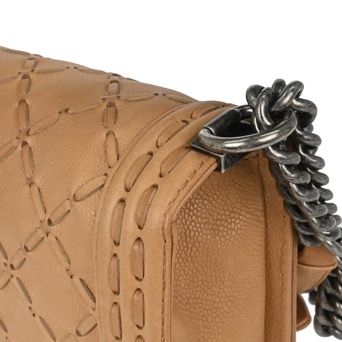Boy Chanel 2014 Beige Caviar Medium Chain Shoulder Bag