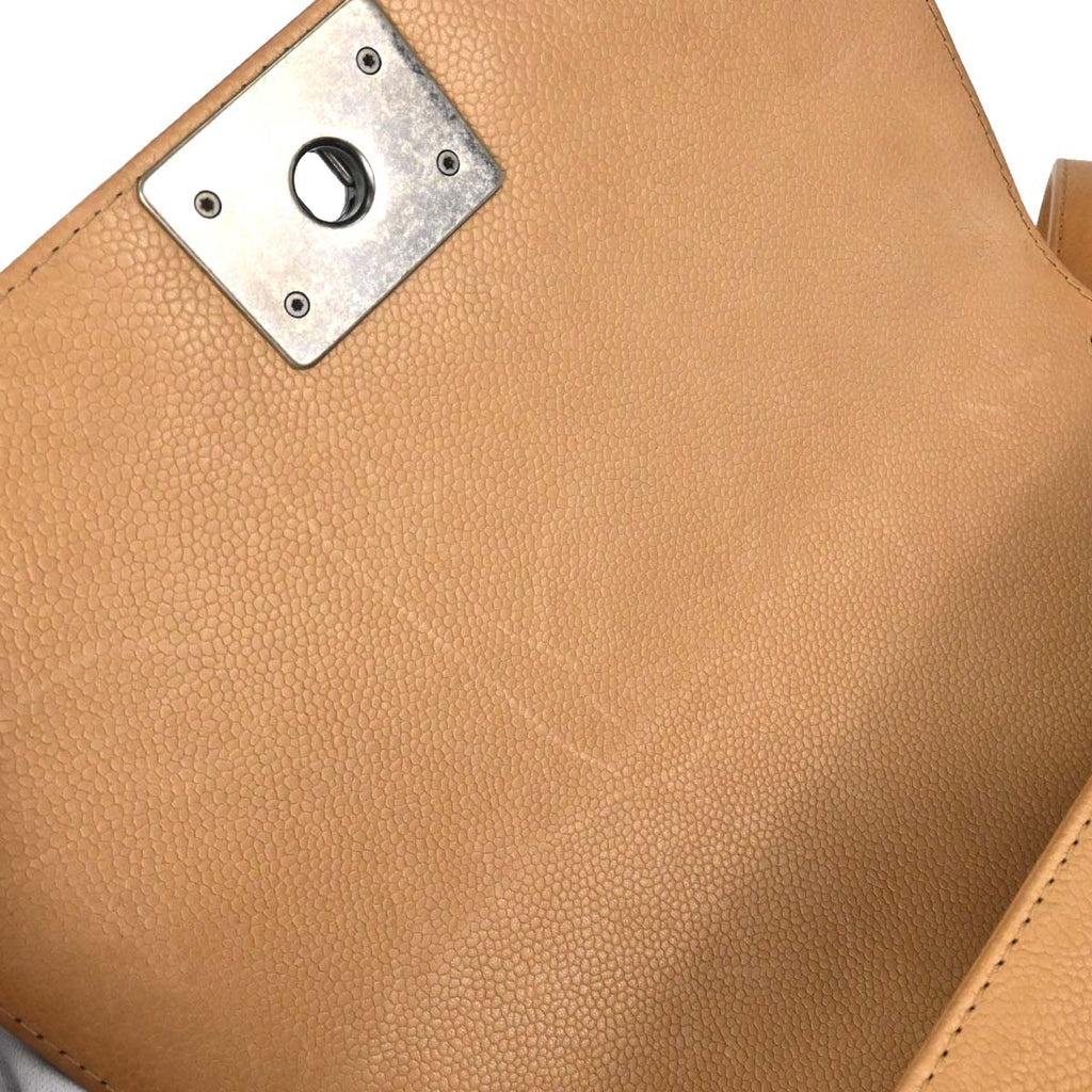 Boy Chanel 2014 Beige Caviar Medium Chain Shoulder Bag