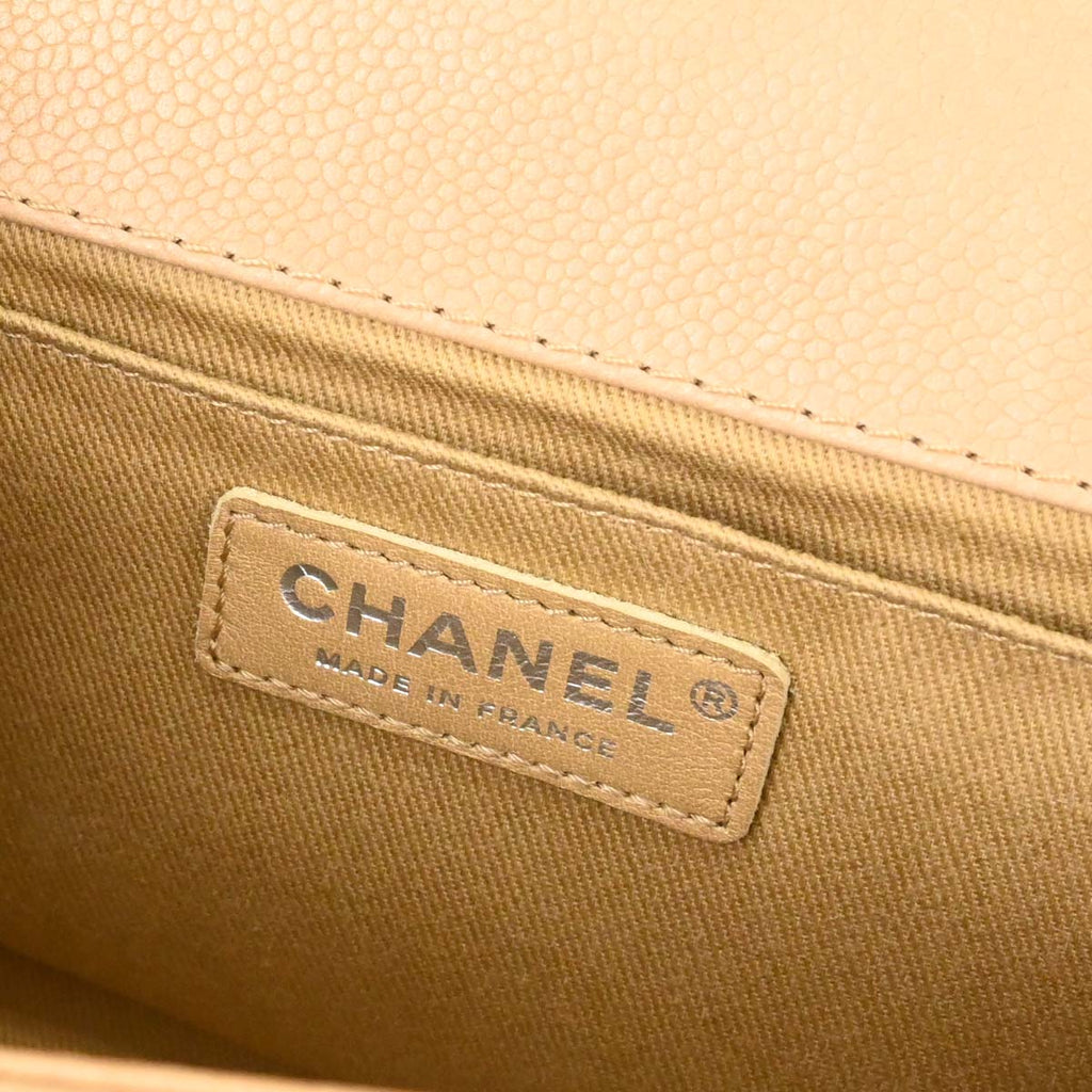 Boy Chanel 2014 Beige Caviar Medium Chain Shoulder Bag