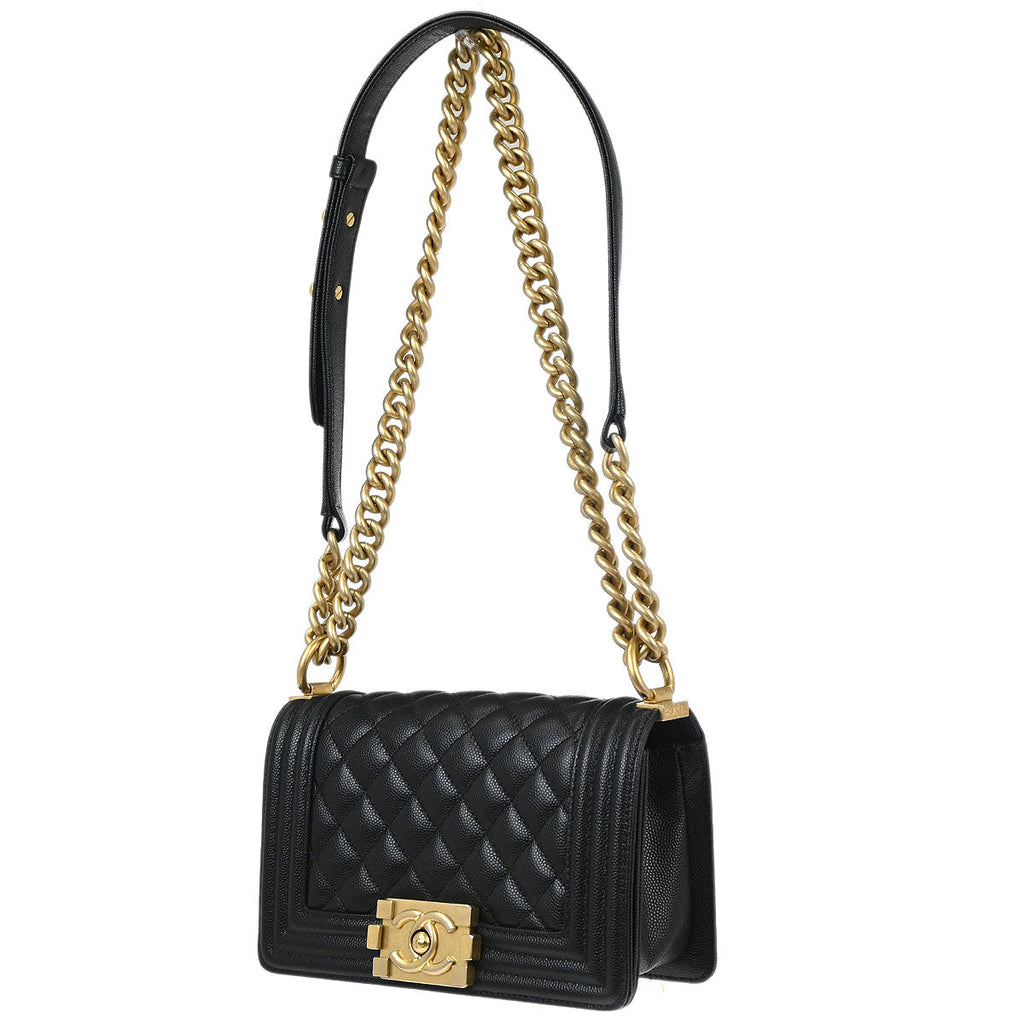 Boy Chanel 2019 Black Caviar Skin Small Chain Shoulder Bag