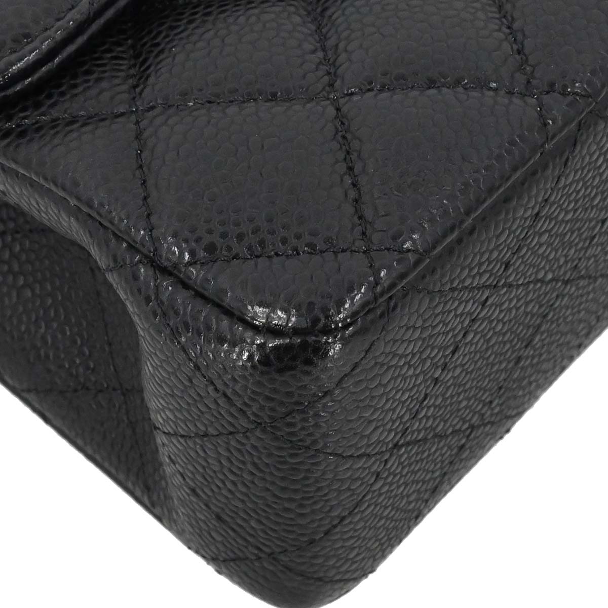 Chanel 2015-2016 Black Caviar Skin Medium Classic Double Flap Shoulder Bag